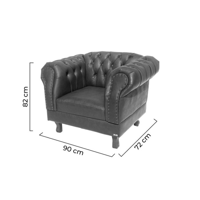 Poltrona Chesterfield Duque – Corano Preto / Sala – Recepção – Barbearia - Imagem 4