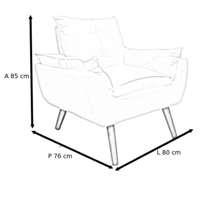 Poltrona Decorativa E Descanso Opala Marrom Com Fibra De Silicone E Pés Quadrado - Imagem 2