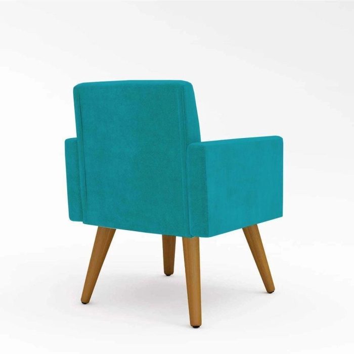 Poltrona Decorativa – Escritório – Recepção – Balaqui Decor Cor azul-turquesa - Imagem 2