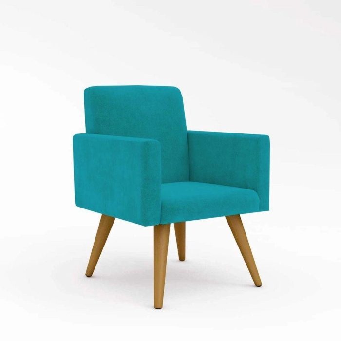 Poltrona Decorativa – Escritório – Recepção – Balaqui Decor Cor azul-turquesa - Imagem 3