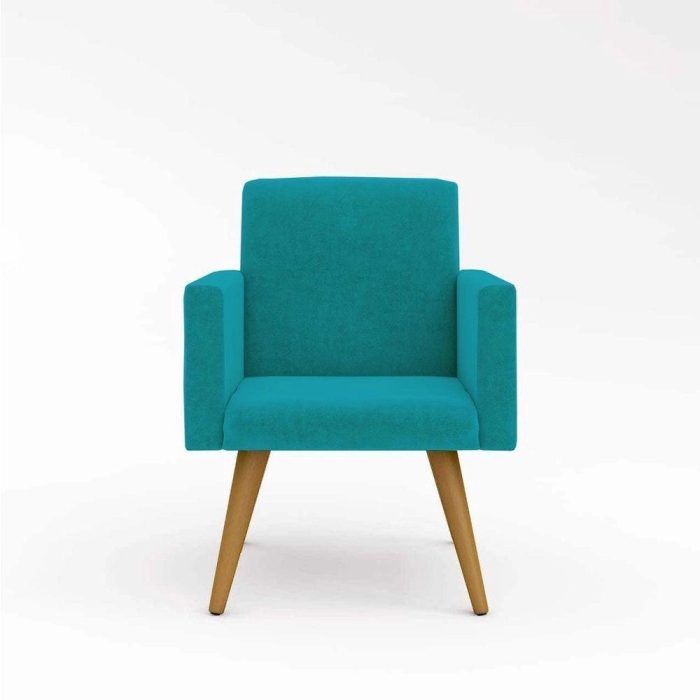 Poltrona Decorativa – Escritório – Recepção – Balaqui Decor Cor azul-turquesa - Imagem 1