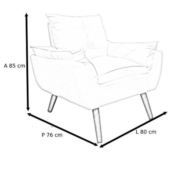 Poltrona Decorativa Opala Cinza Smf Decor D - Imagem 2