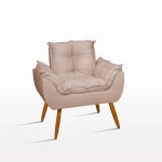 Poltrona Decorativa Opala Reforçada Amamentação Tecido Suede Cor: bege