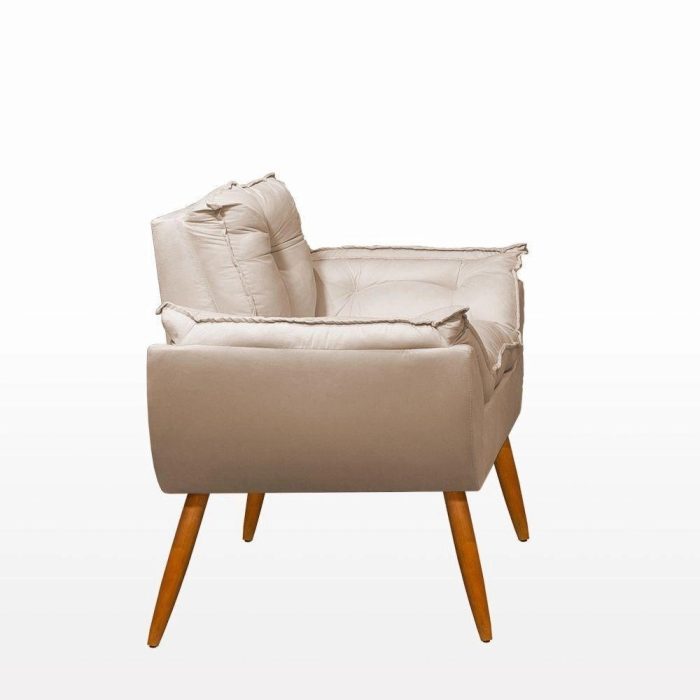 Poltrona Decorativa Opala Reforçada Amamentação Tecido Suede Cor: bege - Imagem 2