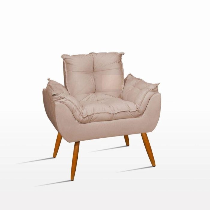 Poltrona Decorativa Opala Reforçada Amamentação Tecido Suede Cor: bege - Imagem 1
