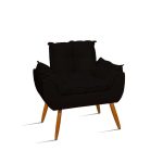 Poltrona Decorativa Opala Reforçada Amamentação Tecido Suede Cor preto