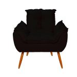 Poltrona Decorativa Opala Reforçada Amamentação Tecido Suede Cor preto - Imagem 2