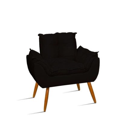 Poltrona Decorativa Opala Reforçada Amamentação Tecido Suede Cor preto