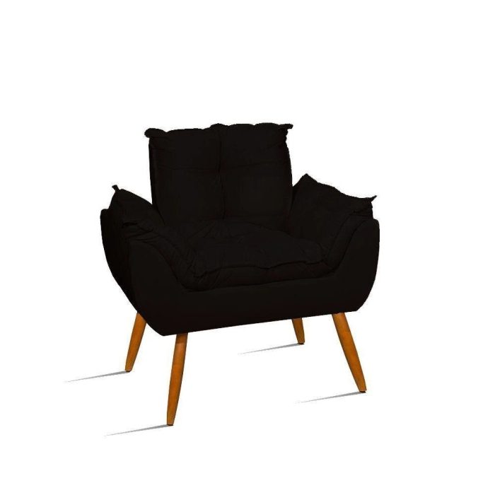 Poltrona Decorativa Opala Reforçada Amamentação Tecido Suede Cor preto - Imagem 1