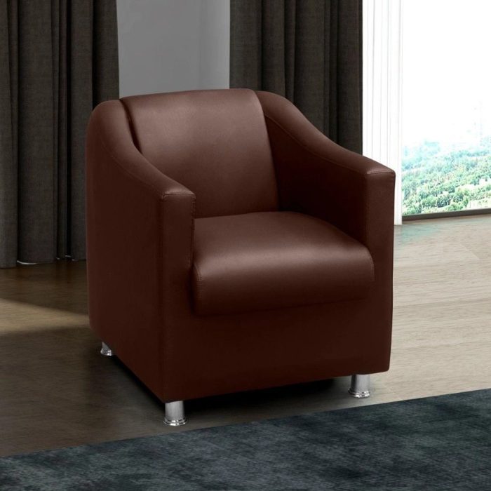 Poltrona Decorativa Tila Corino Marrom - Imagem 1