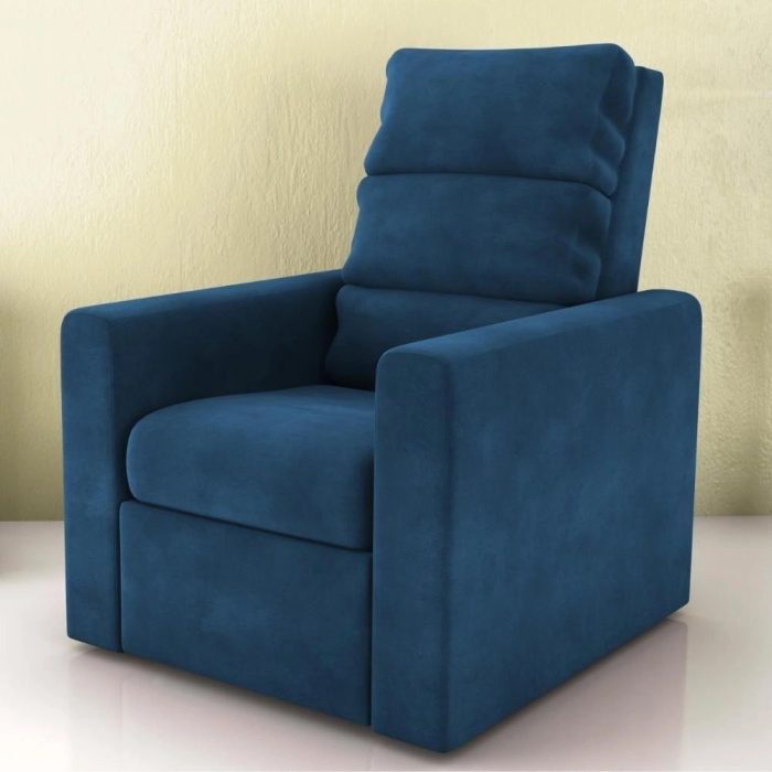Poltrona Do Papai Reclinável Maia Veludo Azul - Imagem 1