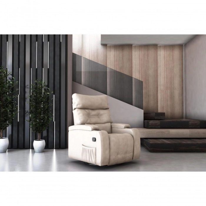 Poltrona Giratório Papai Reclinavel Mx66 Commander Sintetico Bege Matrix - Imagem 4