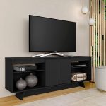 Rack 1,60m 55 Polegadas Tulum Preto – Móveis Arapongas - Imagem 2