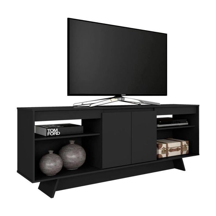 Rack 1,60m 55 Polegadas Tulum Preto – Móveis Arapongas - Imagem 1