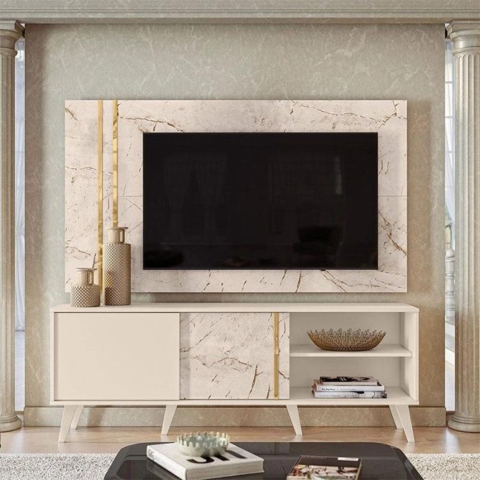 Rack Bancada e Painel para TV Cronos Calacata Off White – Madetec - Imagem 2