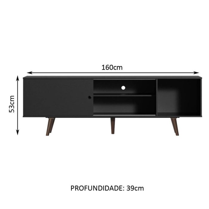 Rack Madesa Dubai para TV até 65 Polegadas com Pés – Preto/Rustic - Imagem 4