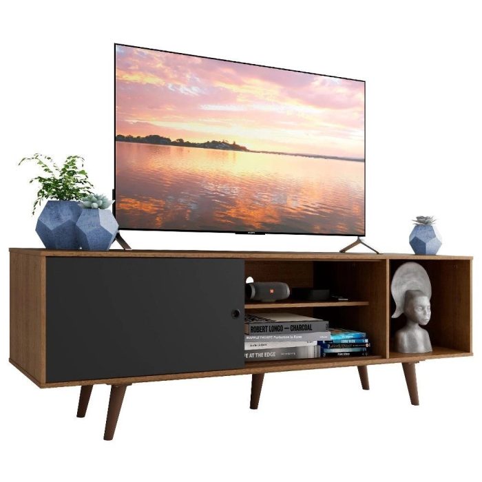 Rack Madesa Dubai para TV até 65 Polegadas com Pés – Rustic/Preto/Rustic - Imagem 2