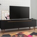 Rack Madesa Reims 2 Portas 1 Gaveta e Pés Retrô – Preto