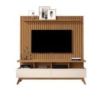 Rack Vivare 1.6 Wood Com Painel Classic Ripado Para TV Até 65 Polegadas Nature/Off White – Giga Móveis
