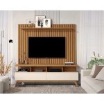 Rack Vivare 1.6 Wood Com Painel Classic Ripado Para TV Até 65 Polegadas Nature/Off White – Giga Móveis - Imagem 2