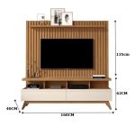 Rack Vivare 1.6 Wood Com Painel Classic Ripado Para TV Até 65 Polegadas Nature/Off White – Giga Móveis - Imagem 3
