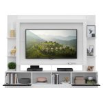 Rack com Painel Tv 65 Portas com Espelho Oslo Branco e preto - Imagem 3