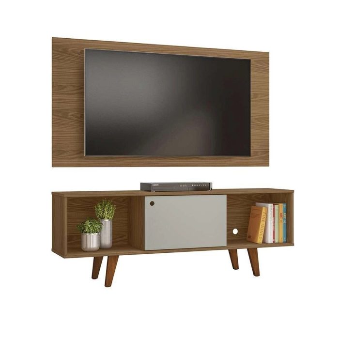 Rack com Painel para TV até 42 Polegadas SalahFreijo e Off White 135 cm - Imagem 2