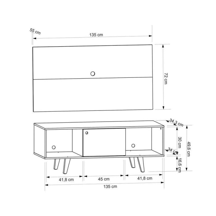 Rack com Painel para TV até 42 Polegadas SalahFreijo e Off White 135 cm - Imagem 4