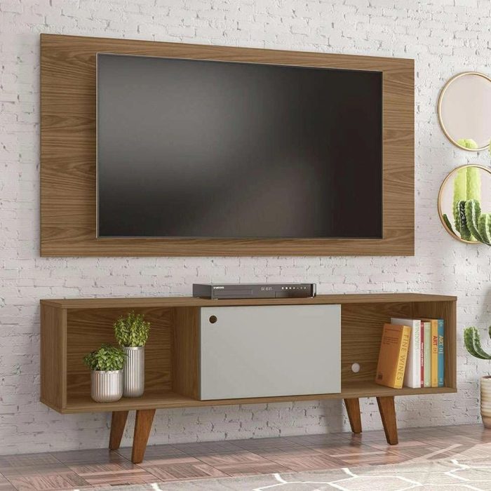 Rack com Painel para TV até 42 Polegadas SalahFreijo e Off White 135 cm - Imagem 1
