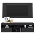 Rack com Painel p/tv até 65 Flórida Multimóveis Preto - Imagem 2