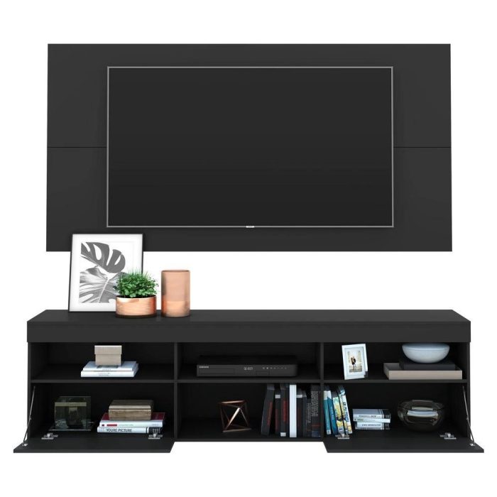 Rack com Painel p/tv até 65 Flórida Multimóveis Preto - Imagem 3