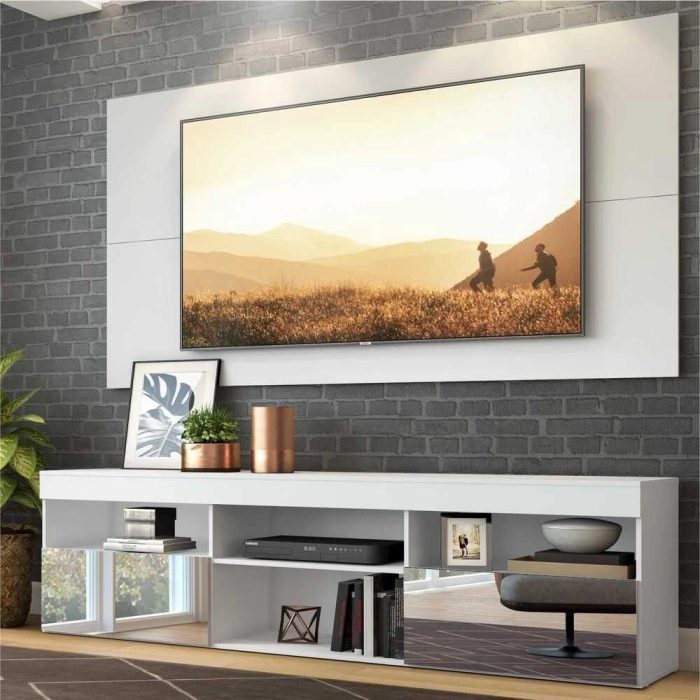 Rack com Painel p/tv até 65 e Espelho Flórida Multimóveis Branco - Imagem 1