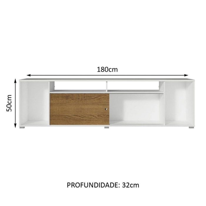 Rack para TV até 65 Polegadas Madesa Cancun – BrancoRustic - Imagem 3