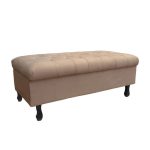 Recamier Puff Bau Bia 120x Suede Bege – Majú Decor