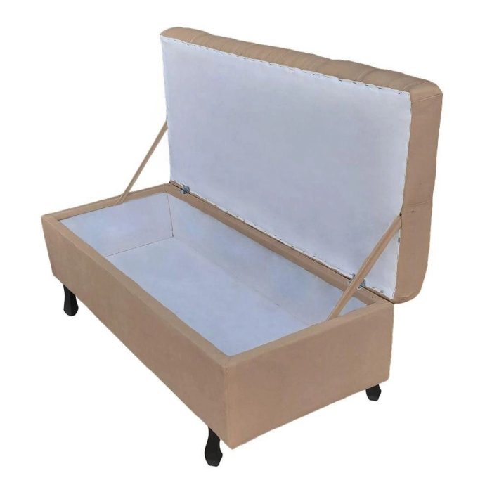 Recamier Puff Bau Bia 120x Suede Bege – Majú Decor - Imagem 2