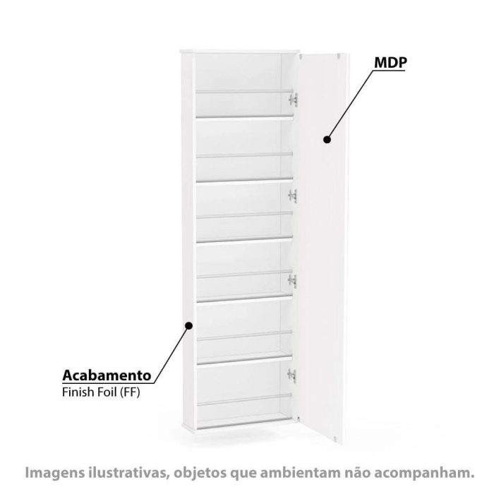 Sapateira Compacta com Espelho e 5 prateleiras para 12 Pares Itabuna – Branco - Imagem 2