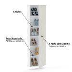 Sapateira Compacta com Espelho e 5 prateleiras para 12 Pares Itabuna – Branco - Imagem 3