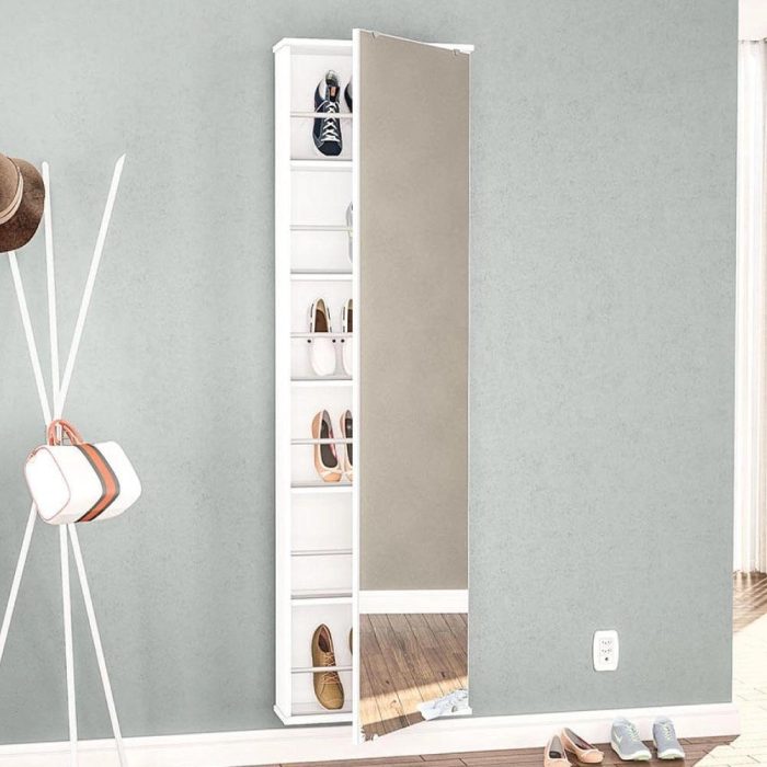 Sapateira Compacta com Espelho e 5 prateleiras para 12 Pares Itabuna – Branco - Imagem 1