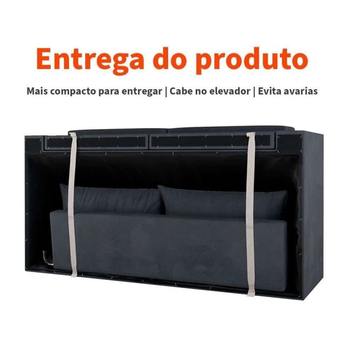 Sofá 2 Lugares Retrátil Lubeck Suede Grafite 140 cm - Imagem 5