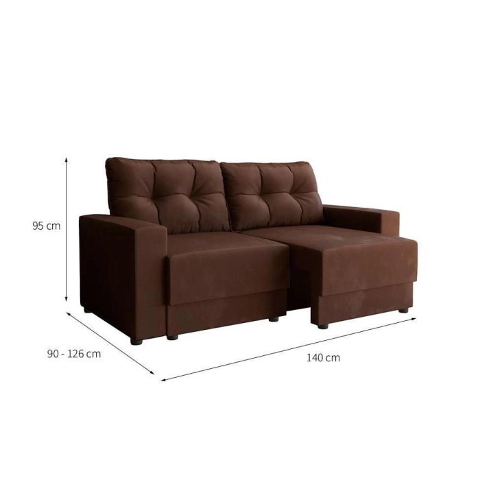Sofá 2 Lugares Retrátil Lubeck Suede Marrom 140 cm - Imagem 3