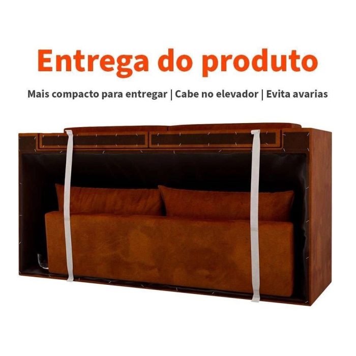 Sofá 2 Lugares Retrátil Lubeck Suede Marrom 140 cm - Imagem 5