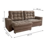 Sofá 3 Lugares Retrátil Lubeck Plush Suede Bege - Imagem 3