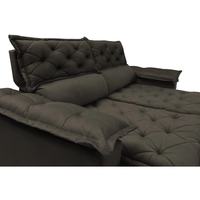 Sofá 3 Lugares Retrátil e Reclinável Cama inBox Compact 1,80m Velusoft Café - Imagem 5