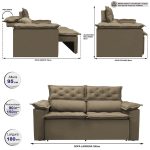 Sofá 3 Lugares Retrátil e Reclinável Cama inBox Compact 1,80m Velusoft Castor - Imagem 2