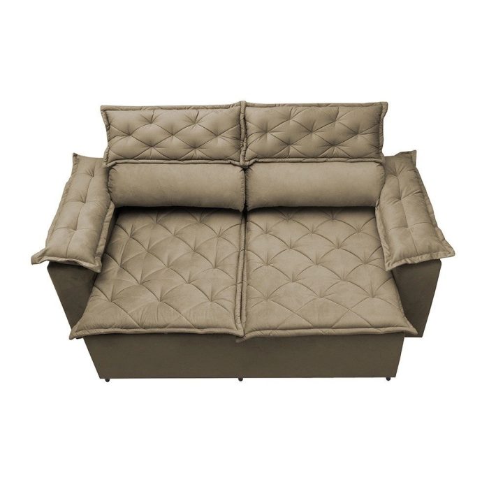 Sofá 3 Lugares Retrátil e Reclinável Cama inBox Compact 1,80m Velusoft Castor - Imagem 4