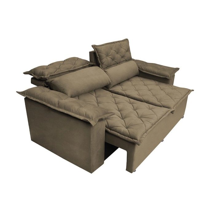 Sofá 3 Lugares Retrátil e Reclinável Cama inBox Compact 1,80m Velusoft Castor - Imagem 5