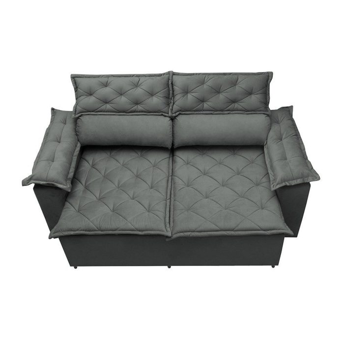 Sofá 3 Lugares Retrátil e Reclinável Cama inBox Compact 1,80m Velusoft Cinza - Imagem 4