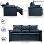 Sofá 3 Lugares Retrátil e Reclinável Cama inBox Compact 2,00m Velusoft Azul - Imagem 2