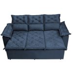 Sofá 3 Lugares Retrátil e Reclinável Cama inBox Compact 2,00m Velusoft Azul - Imagem 4