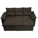 Sofá 3 Lugares Retrátil e Reclinável Cama inBox Compact 2,00m Velusoft Café - Imagem 2
